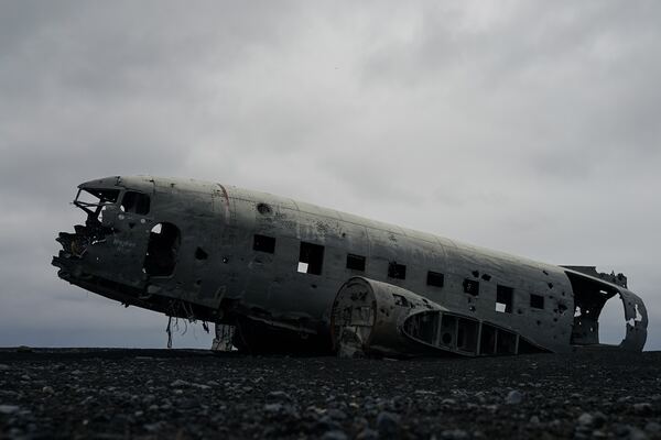 abandoned eroded plane fuselage
