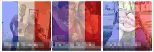Facebook profile photos overlayed with French flag