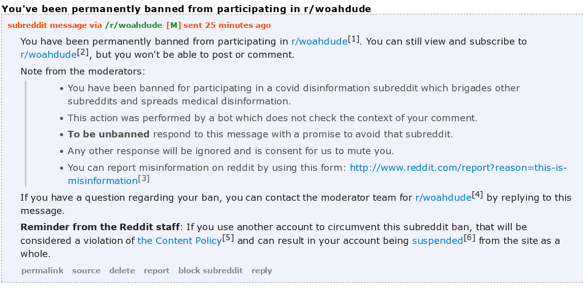 Moderation Message / Permanent Ban from /r/woahdude