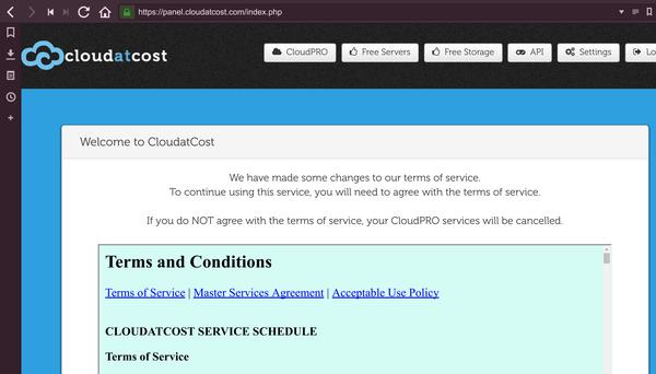 New Terms of Service from Cloud at Cost