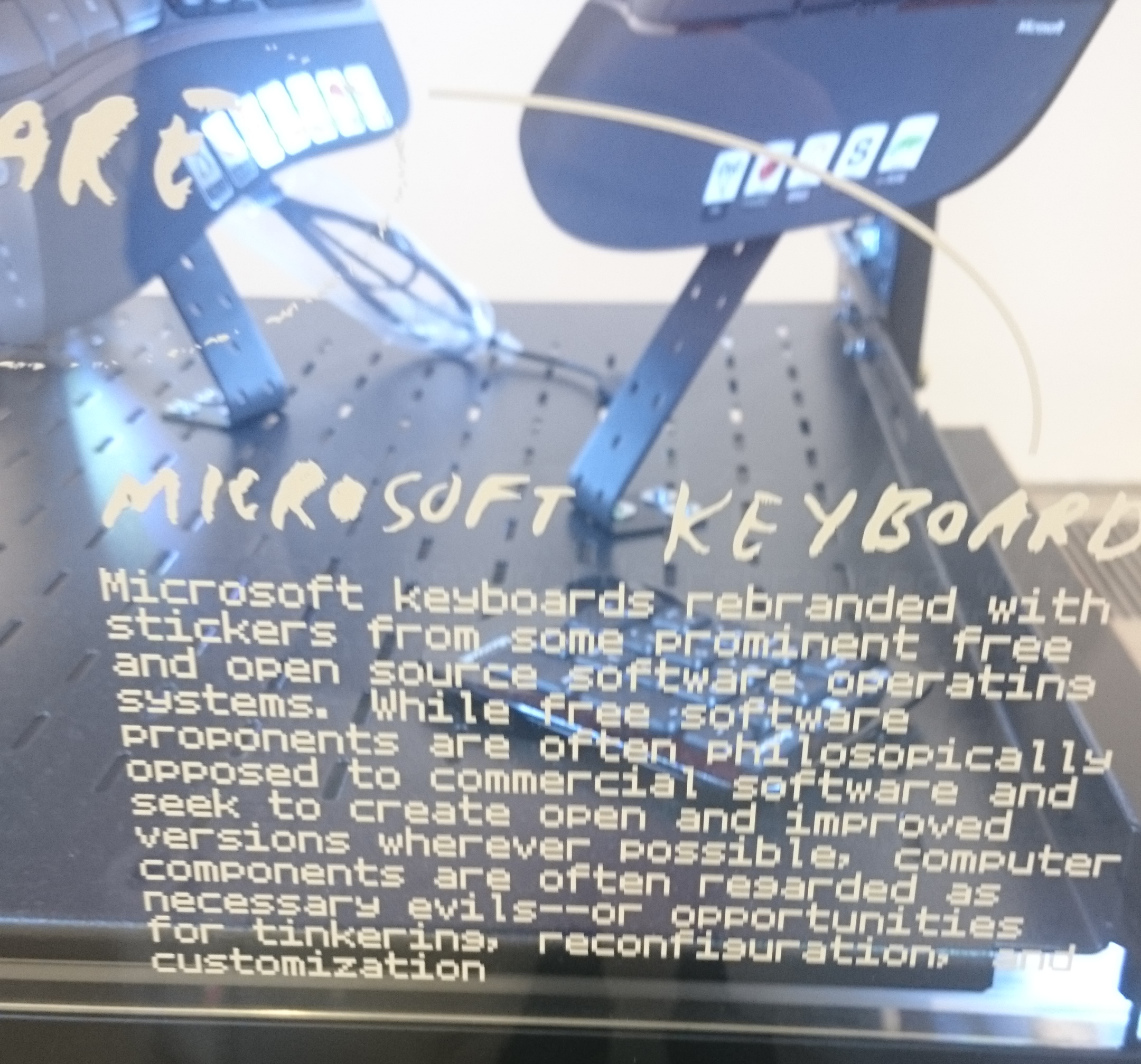 Open Source Stickers on Microsoft Keyboards - Art Exhibit - London