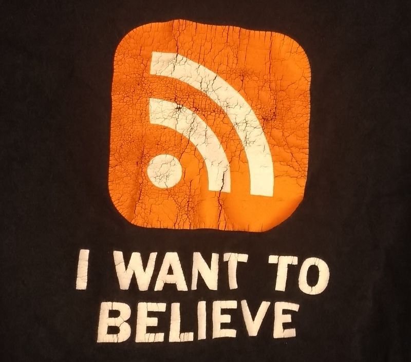 I Want to Believe in RSS T-Shirt by Richard Stevens