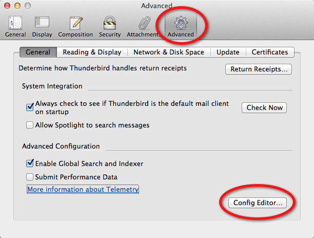 Thunderbird Advanced Configuration Editor