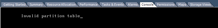 VMWare: Invalid Partition Table