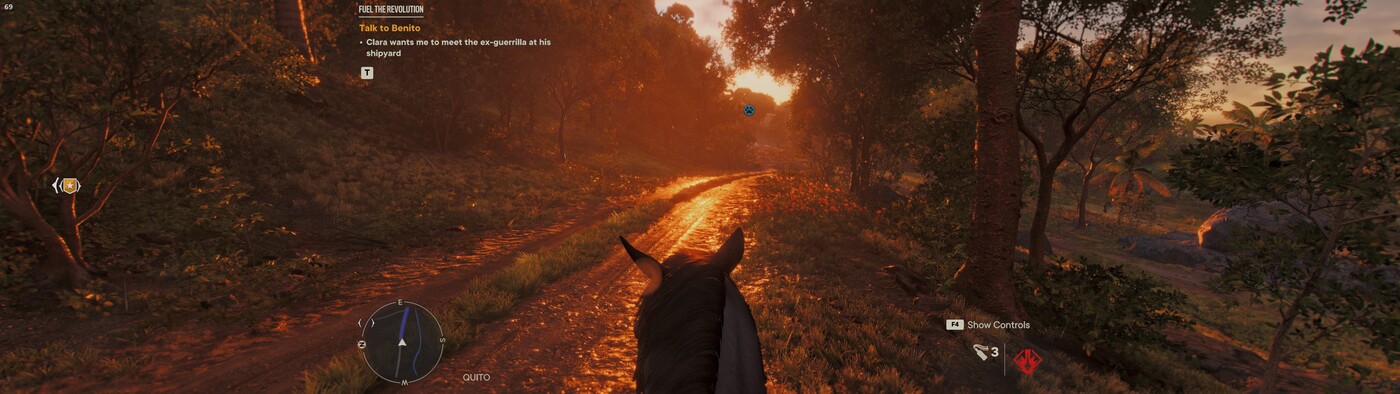 Riding a horse into sunset