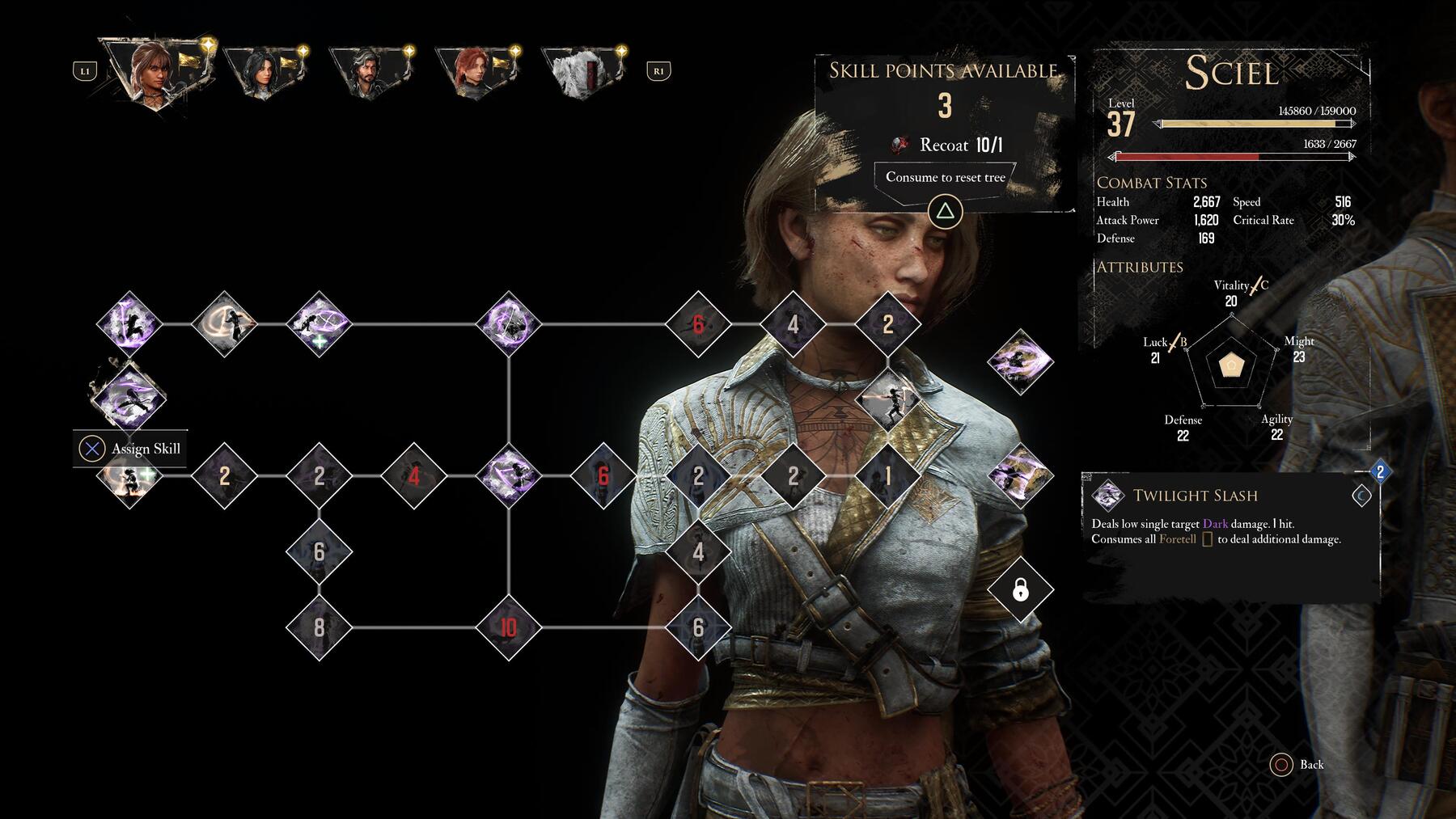 Skill tree for Sciel