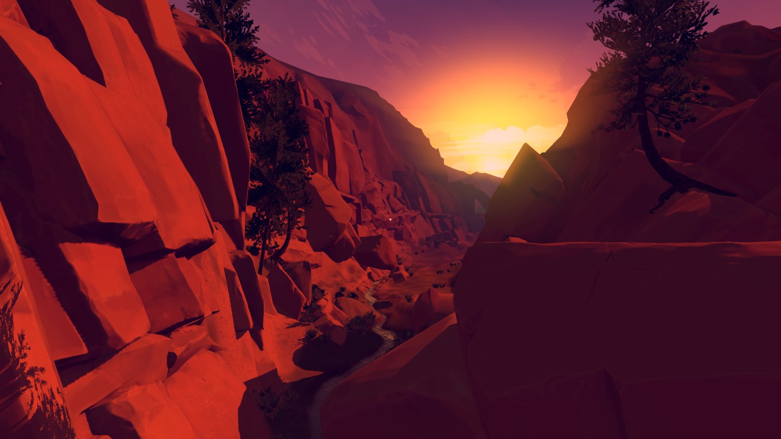 Sunset in red stone valley