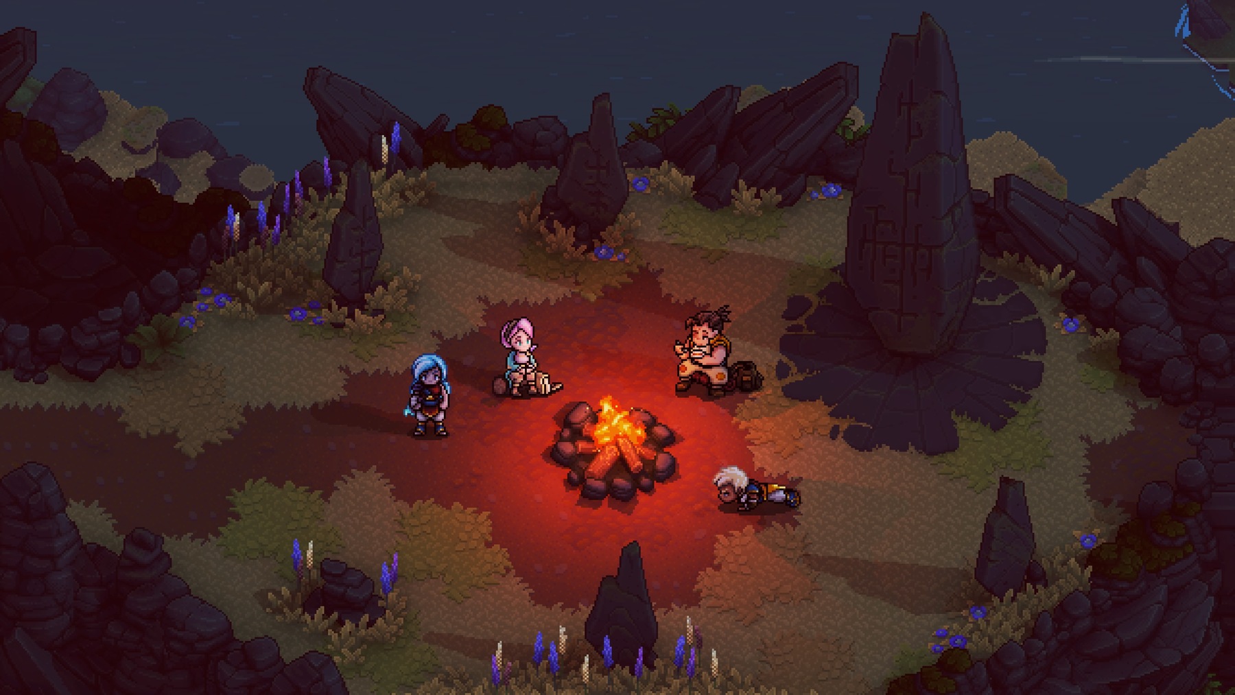 Characters Resting at a Campfire