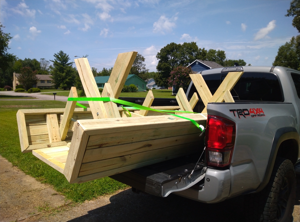 Table and Benches Loaded into the back of my Truck