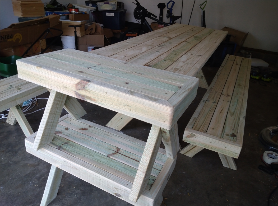 Table and Benches moved to my Garage