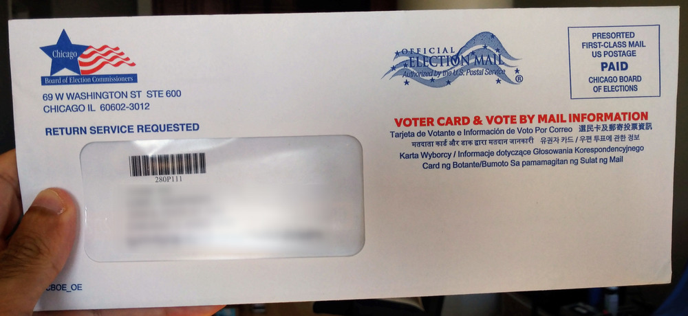 Envelope for a Mail in Ballot Registration