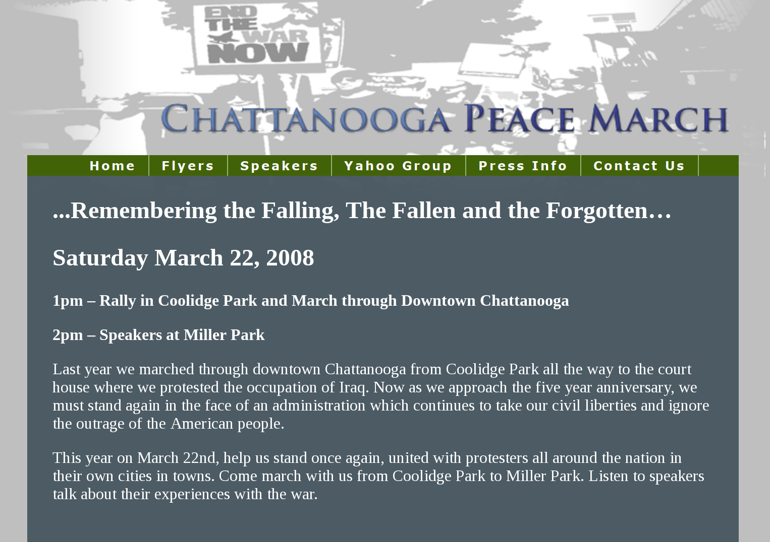 Website for ChattanoogaPeaceMarch.org