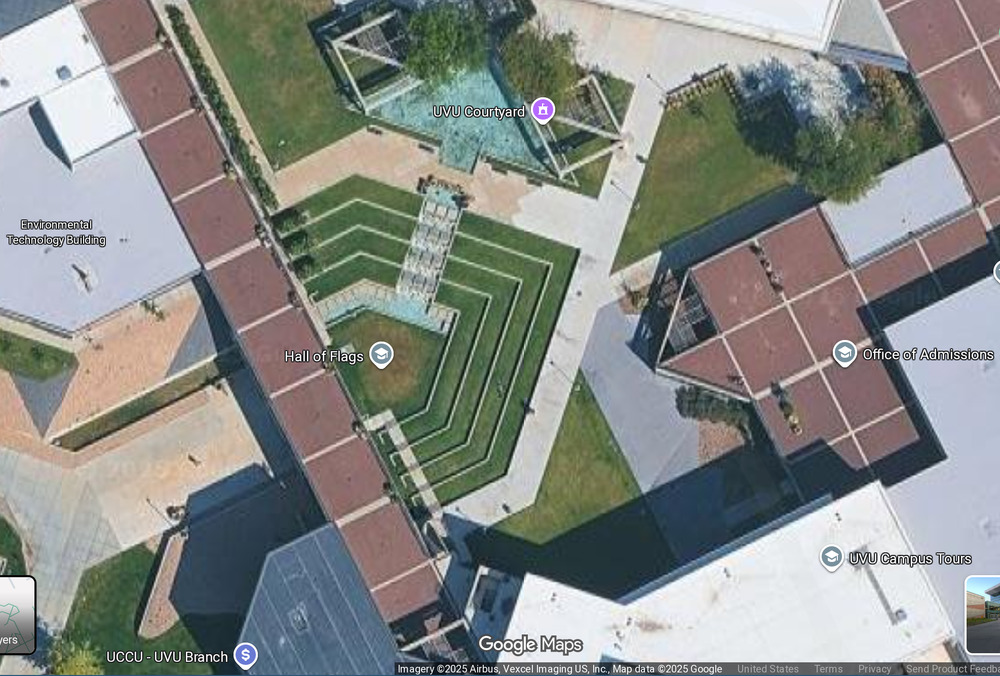 Ariel view of Utah Valley University Lawn where Charlie Kirk was Allegedly Shot