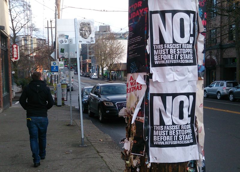 Anti-Fascism Poster on a Telephone Pole