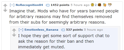 NoRecognition84's comment on moderators and arbitrary bans