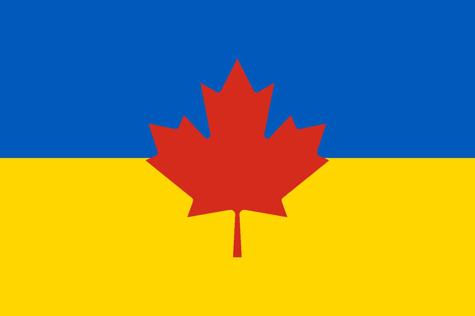 Canadian Maple Leave over Ukrainian Flag