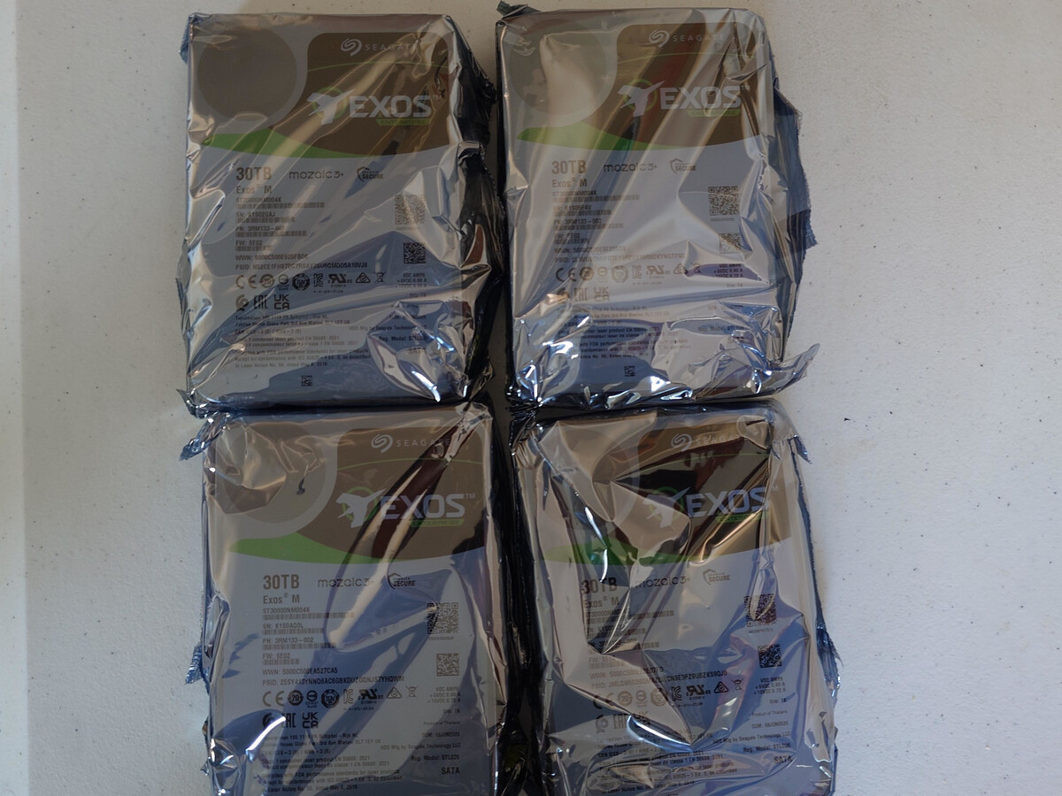 4x 30TB Seagate Hard Drives