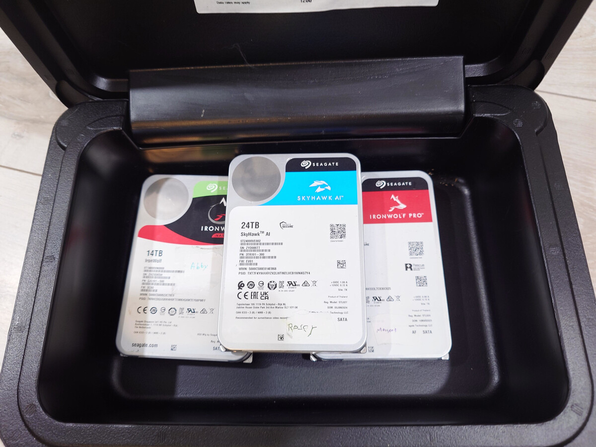 Hard drives in fire resistant box