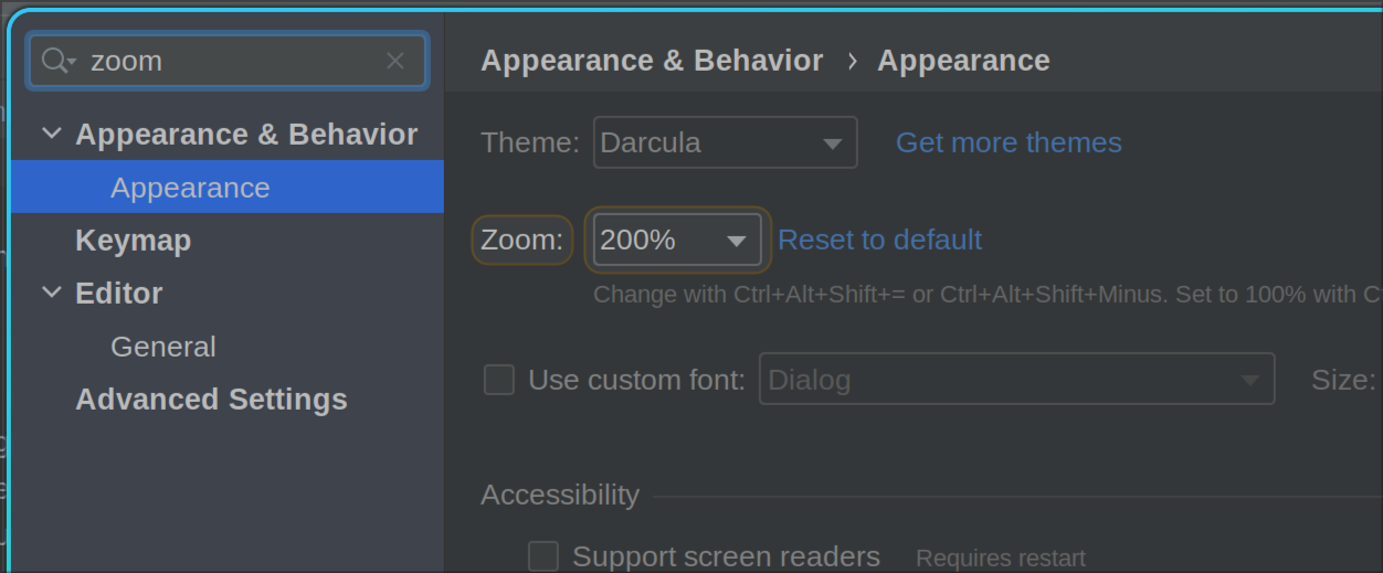 Scaling Options in IntelliJ