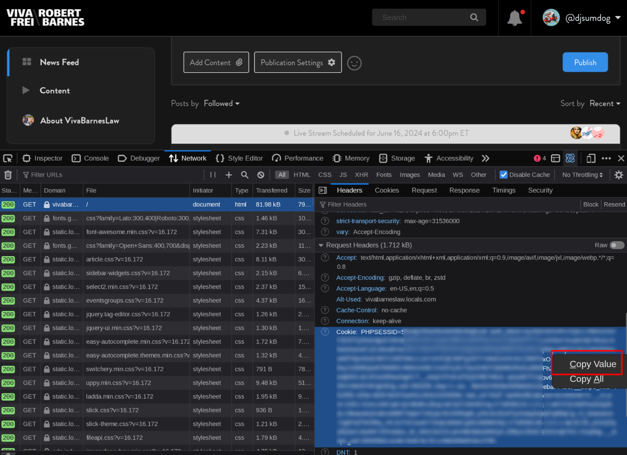 Extracting the Browser Cookie using the Web Developer Network Console