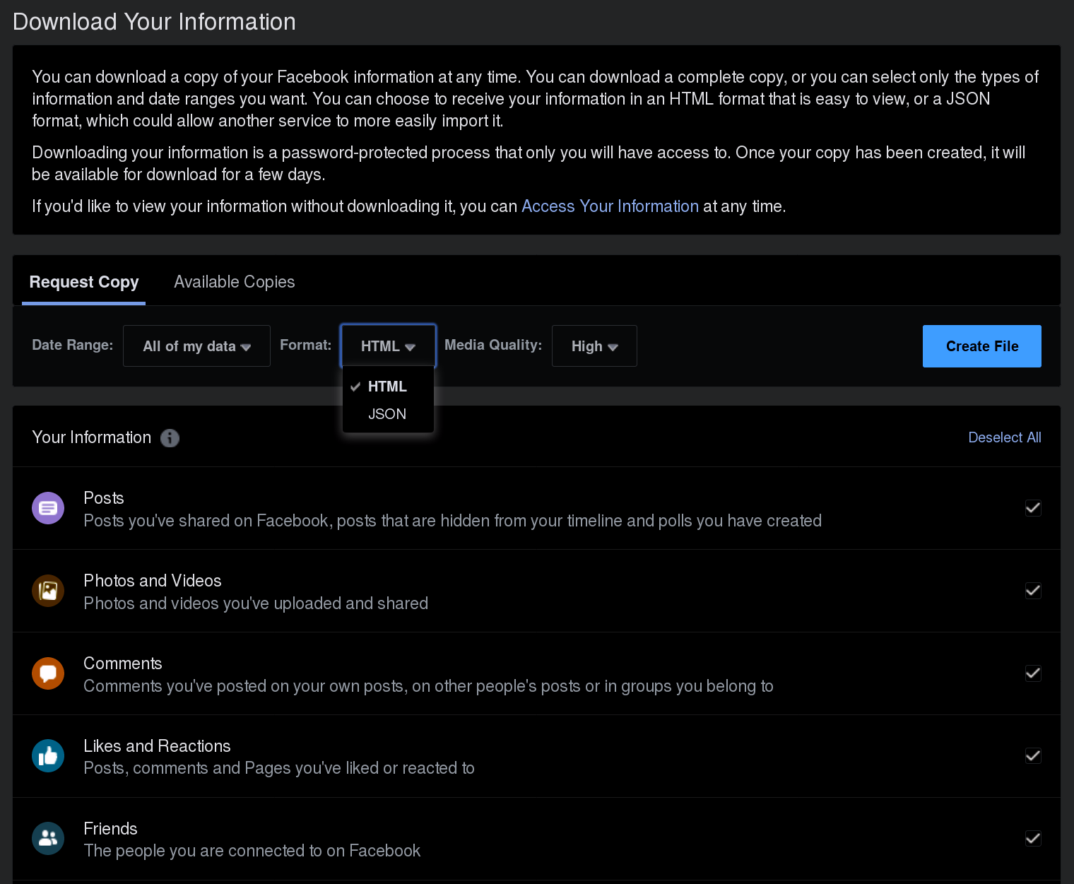 Download Format Selection