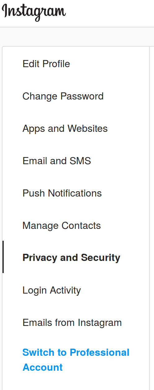 Instagram Profile Settings