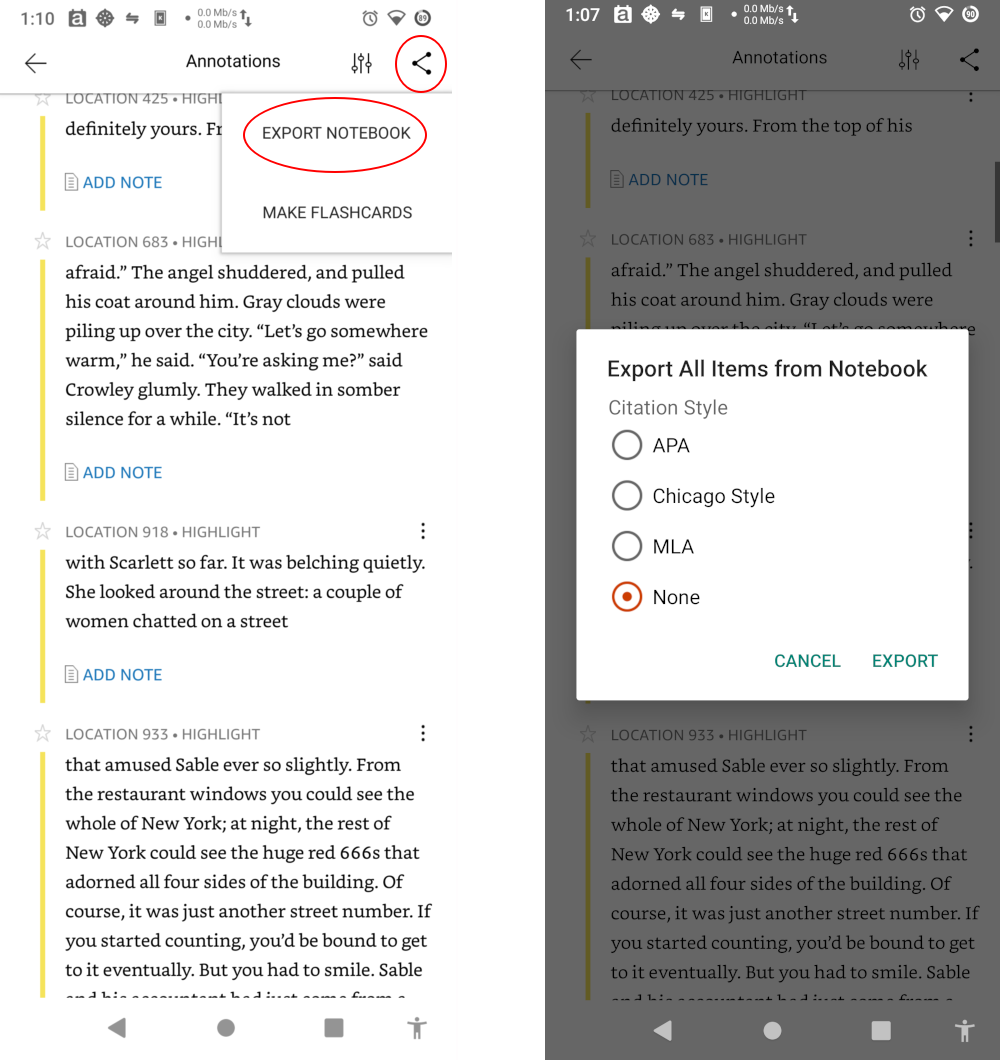 Export Notes from Amazon Mobile App