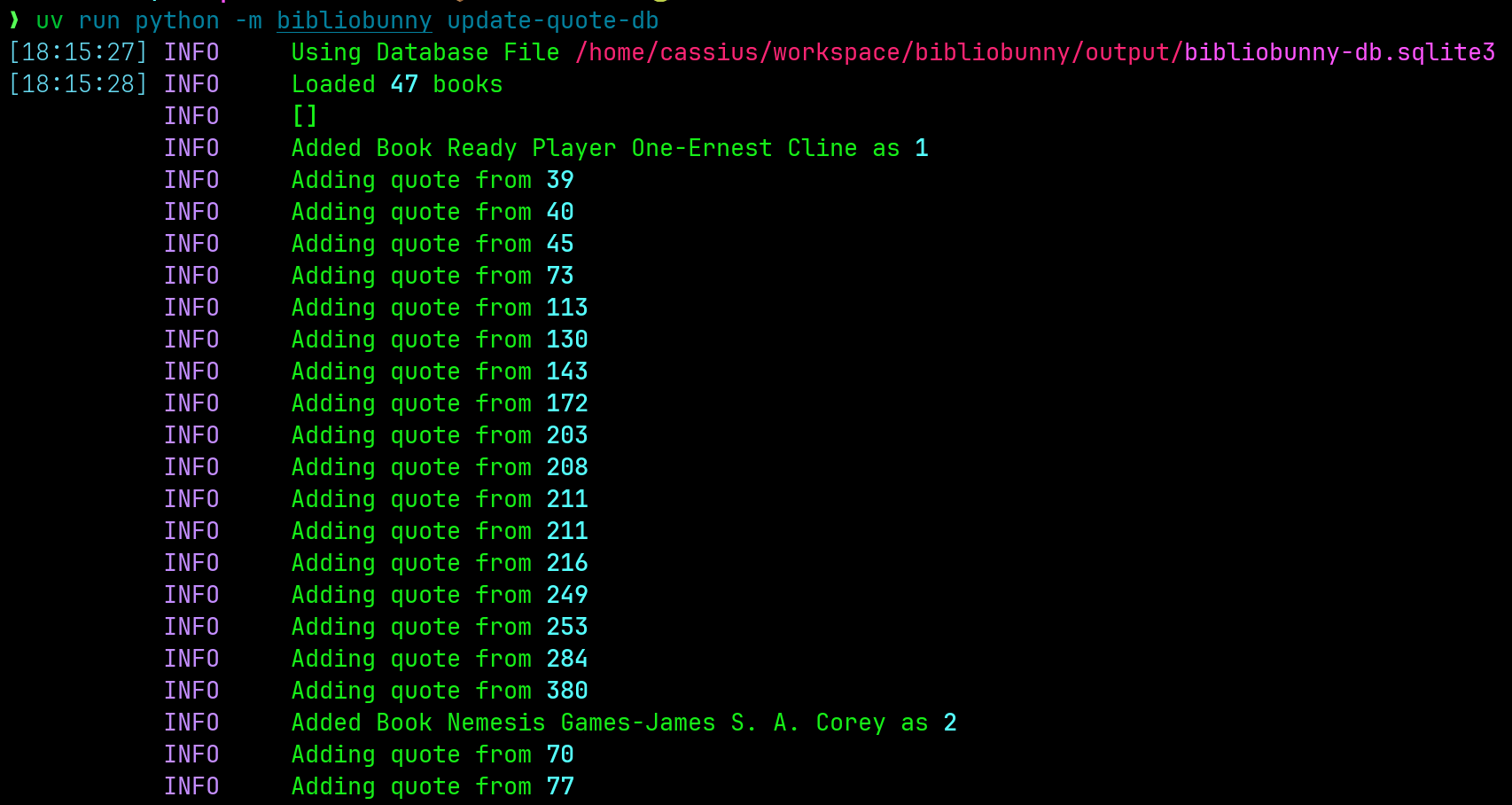 Updating the Highlight Database with the converted JSON files