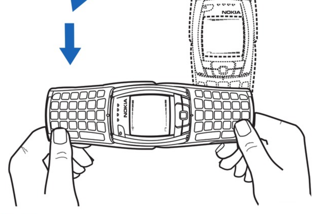 Diagram of the 6800's Keyboard Folding Out (Nokia 2003)