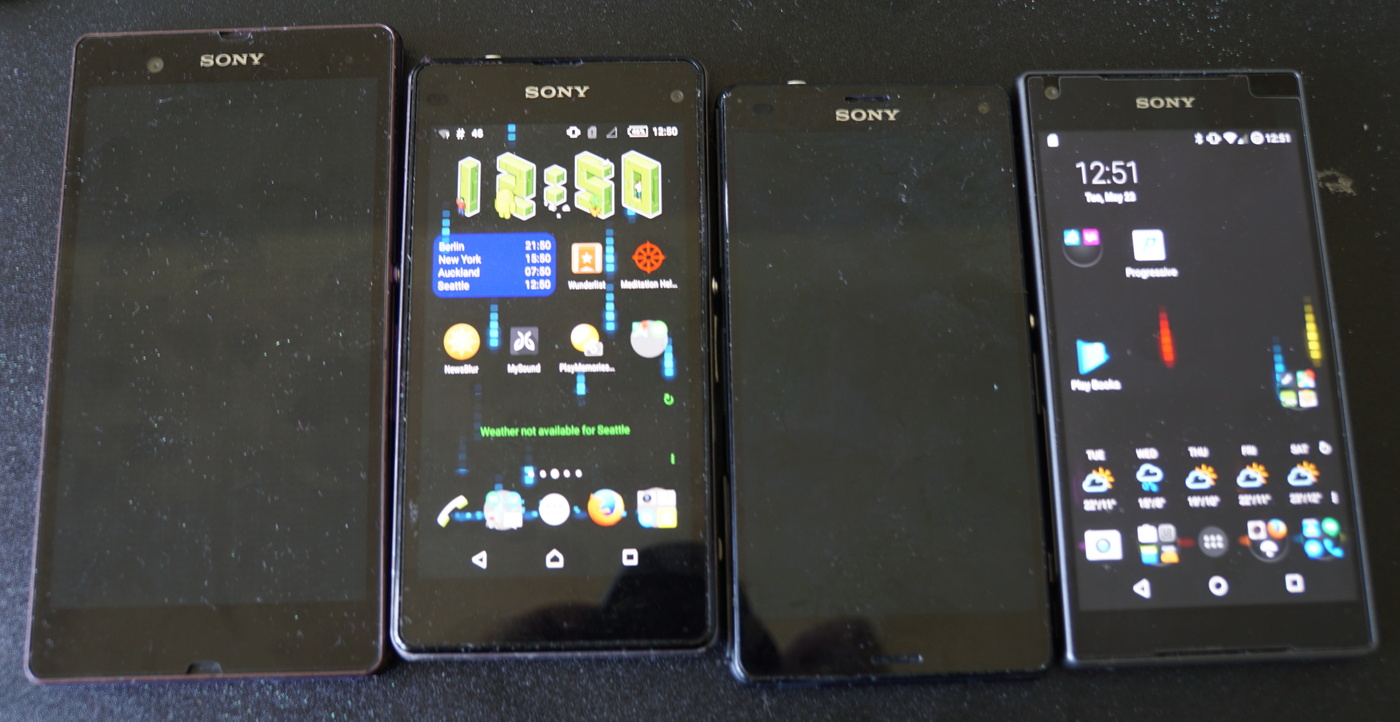 Left Top to Right: Sony Z, Z1C, Z3C, Z5C