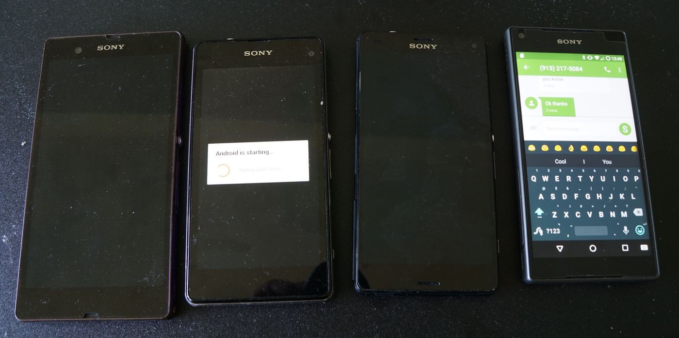 From Left to Right: Sony Z, Z1C, Z3C, Z5C