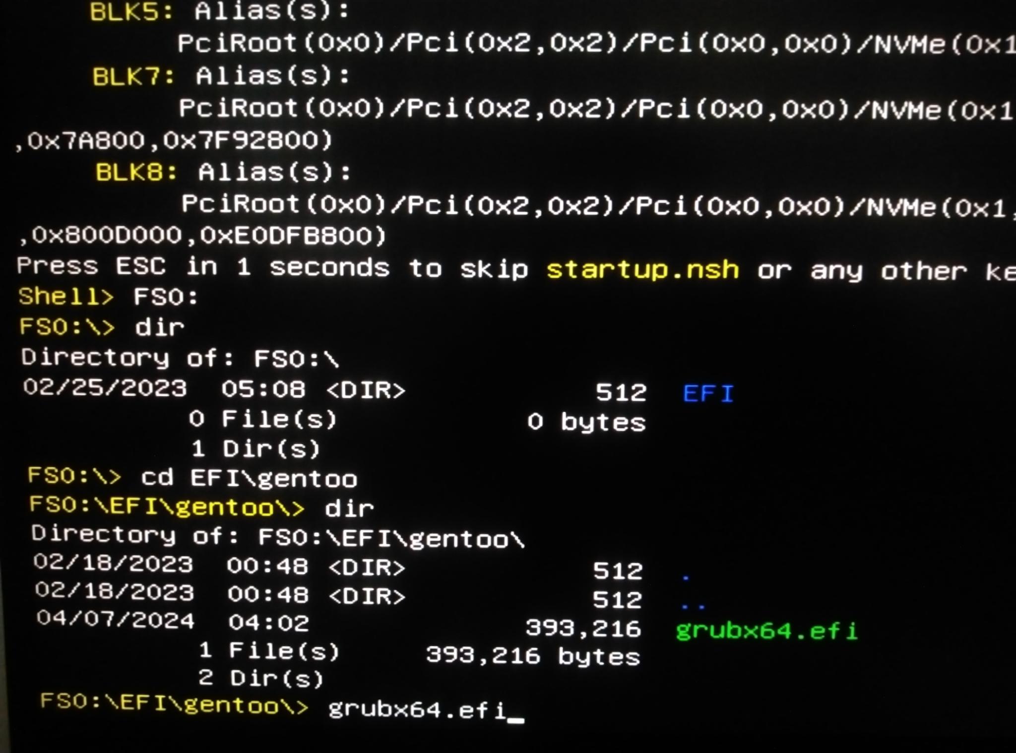 Select EFI Boot Executable