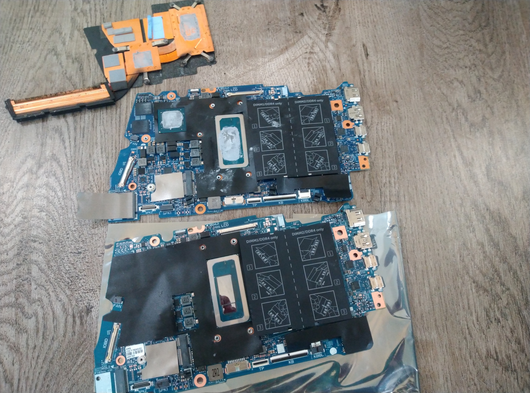 old and new laptop motherboards