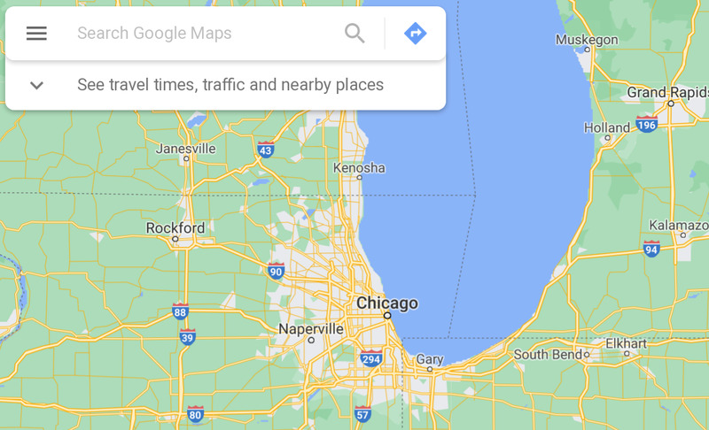 Google Map view of the Midwestern US