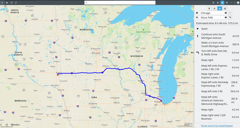 Gnome Maps with Driving Directions