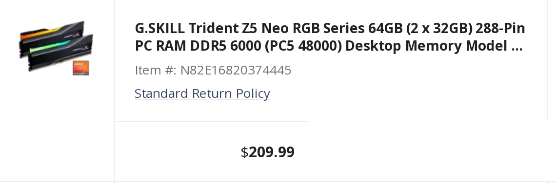 64GB (2x32GB) for $210