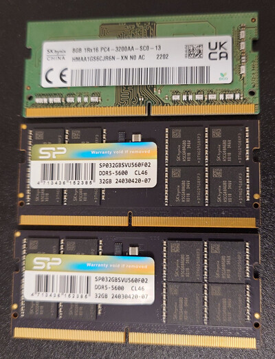 Various SODIMMs (laptop memory)