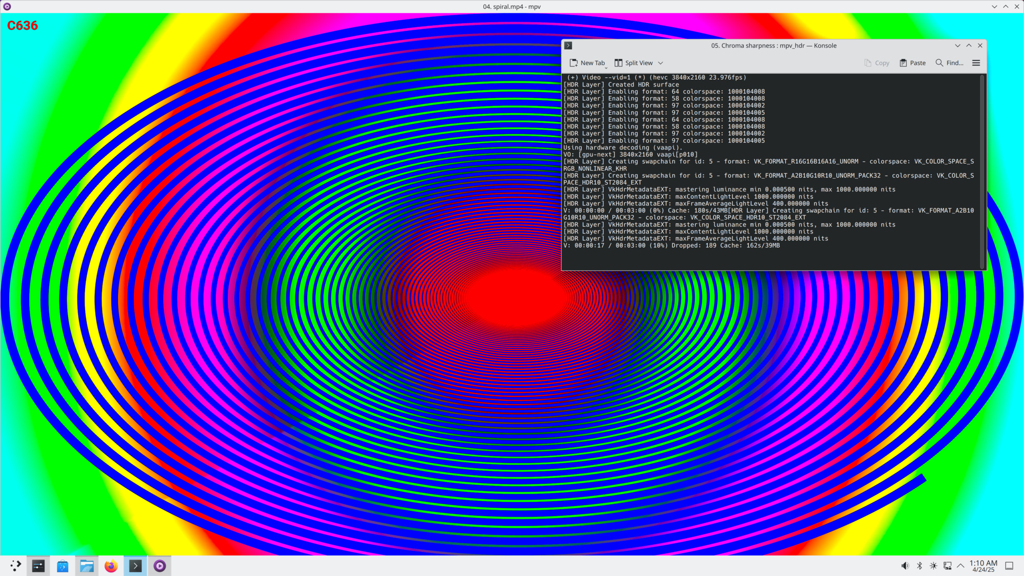 Spiral Test Displayed in HDR
