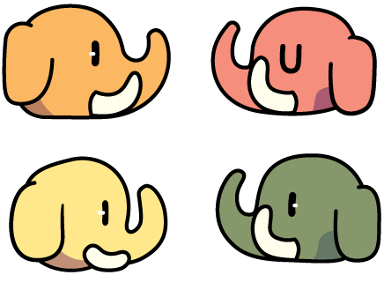 Multi-color Mastodon Elephants