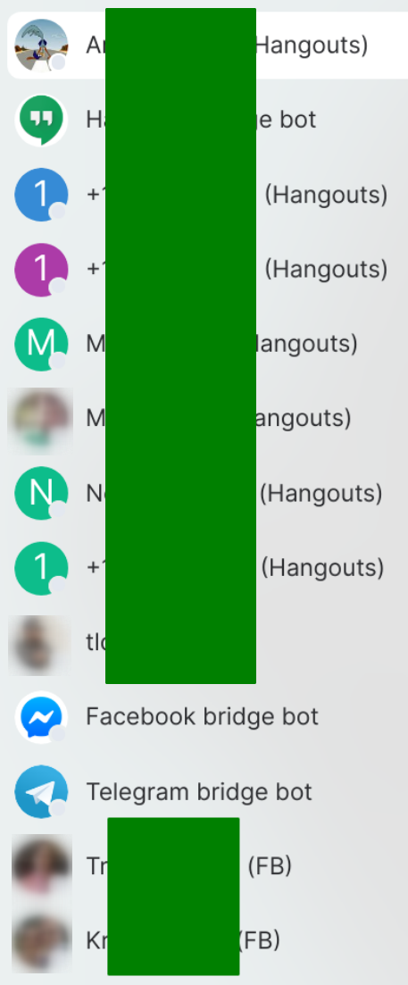 Facebook and Hangouts Chats in Element