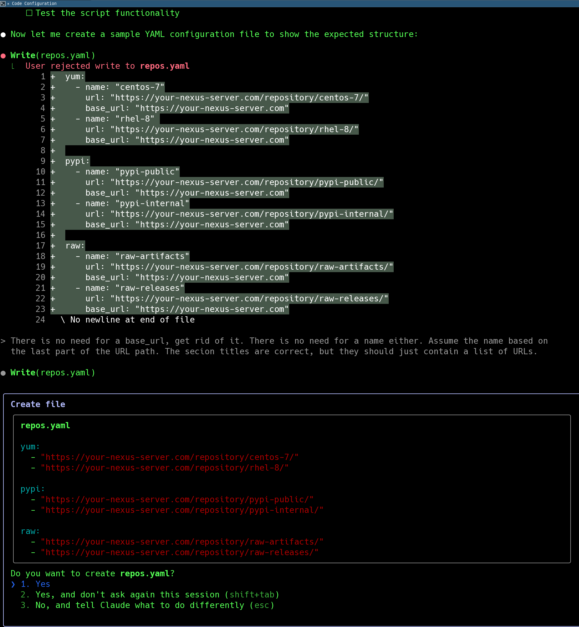 Prompt to Adjust YAML Configuration