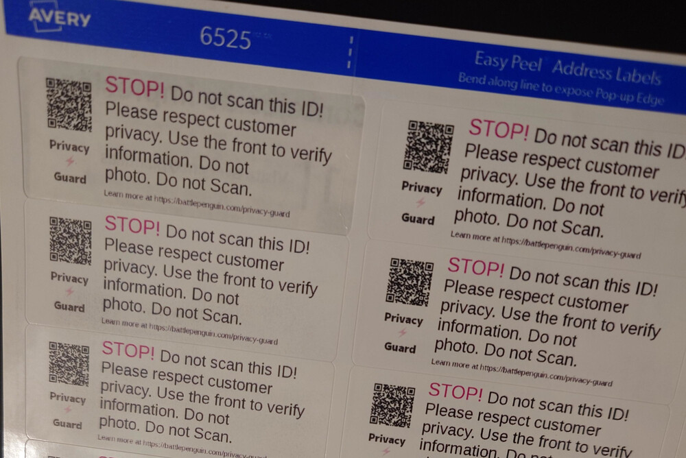 Sheet of Privacy Guard Stickers on Avery 6525 Paper