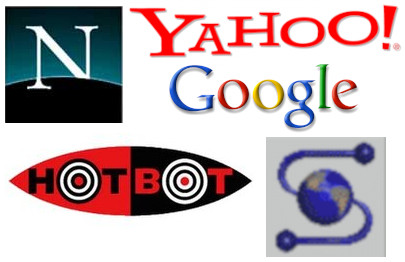 Netscape, Yahoo, Google, Hotbot and NSCA Mosaic Logos