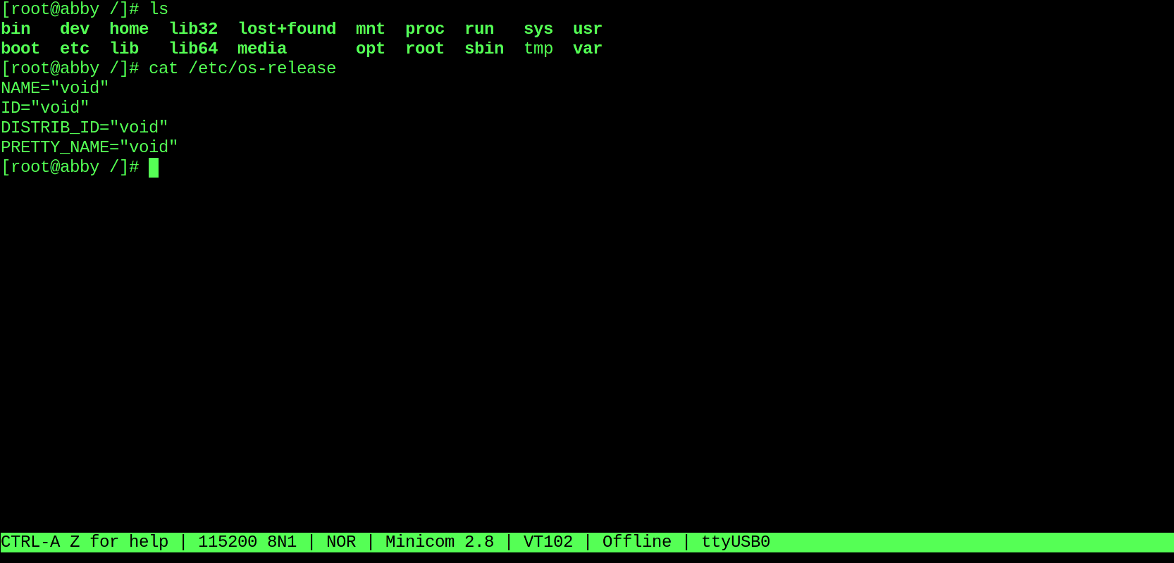 Minicom viewing Serial Console