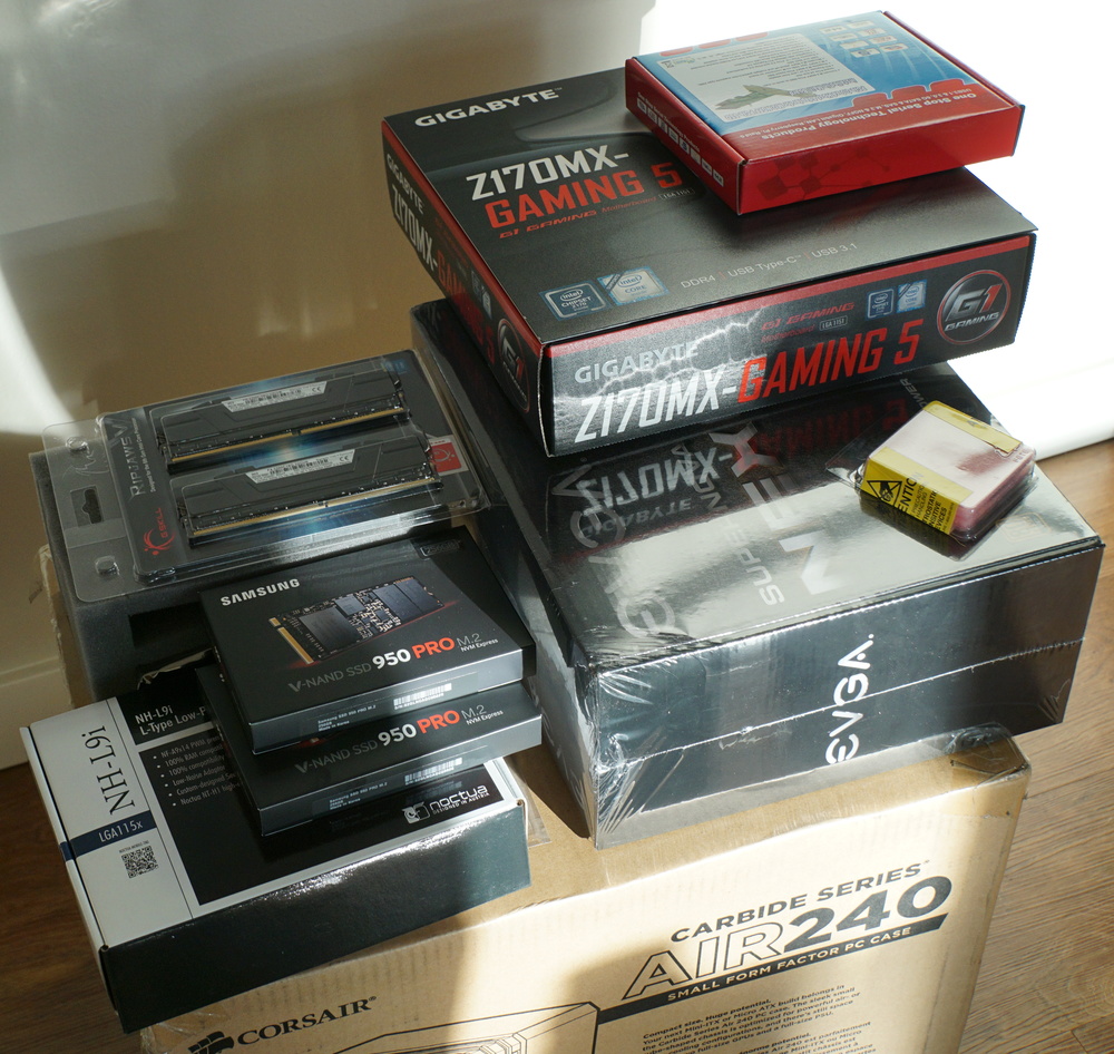 Unopened boxes of parts