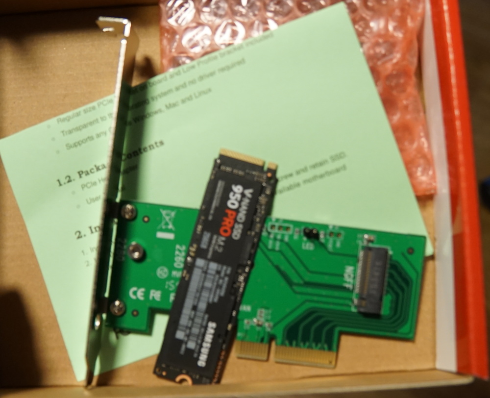 M.2/NVME Solid State Drive with PCI-E Adapter