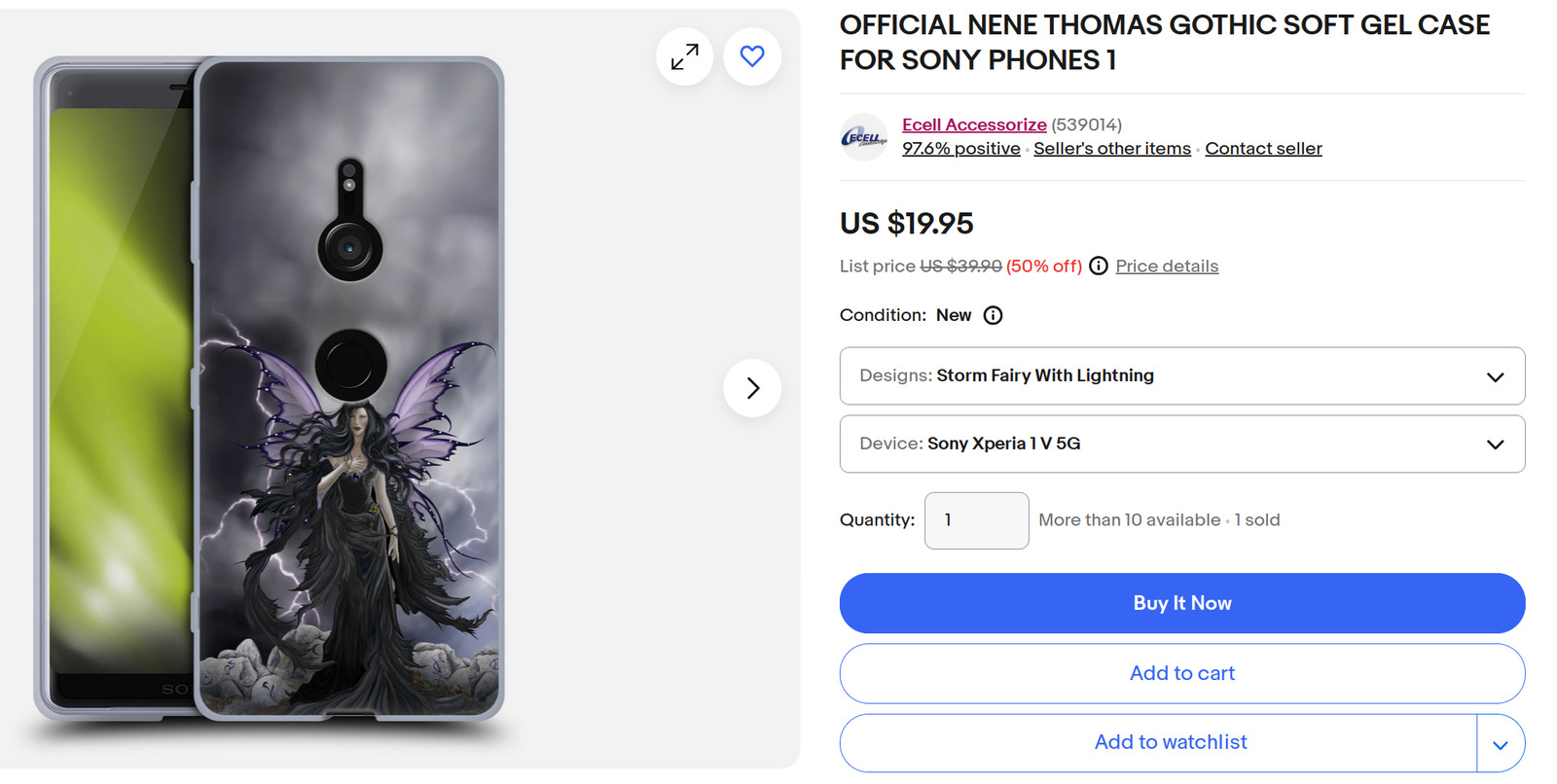 eBay Listing for phone cases featuring the artwork of Nene Thomas