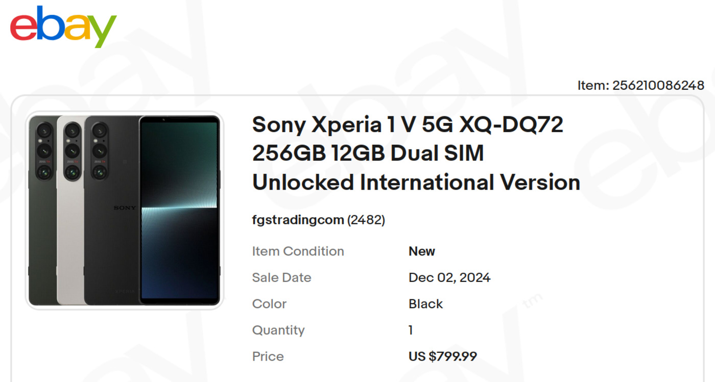 eBay Listing for my Sony Xperia 1 V