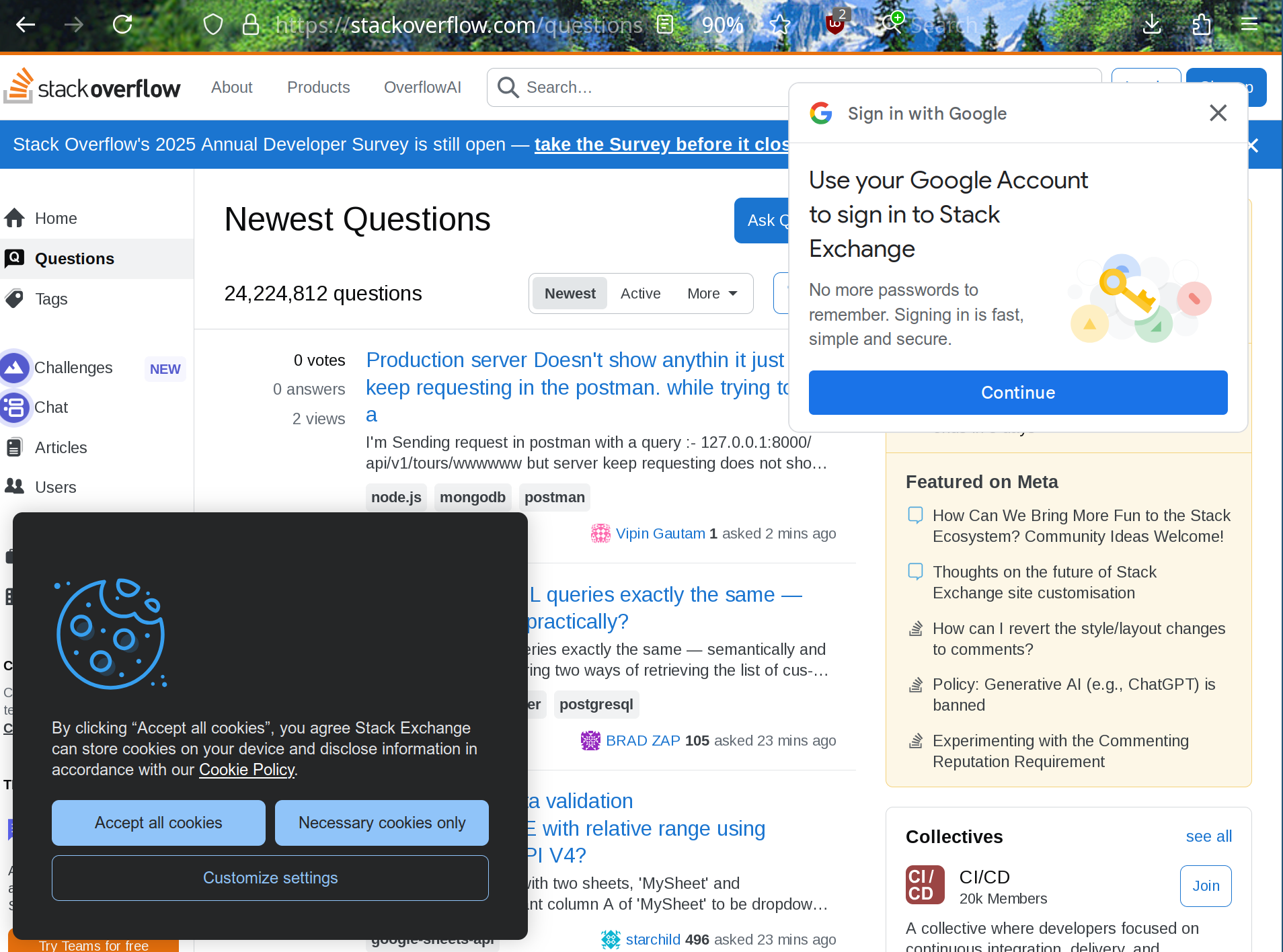 Stack Overflows Landing Page is Cluttered with Dialog Boxes
