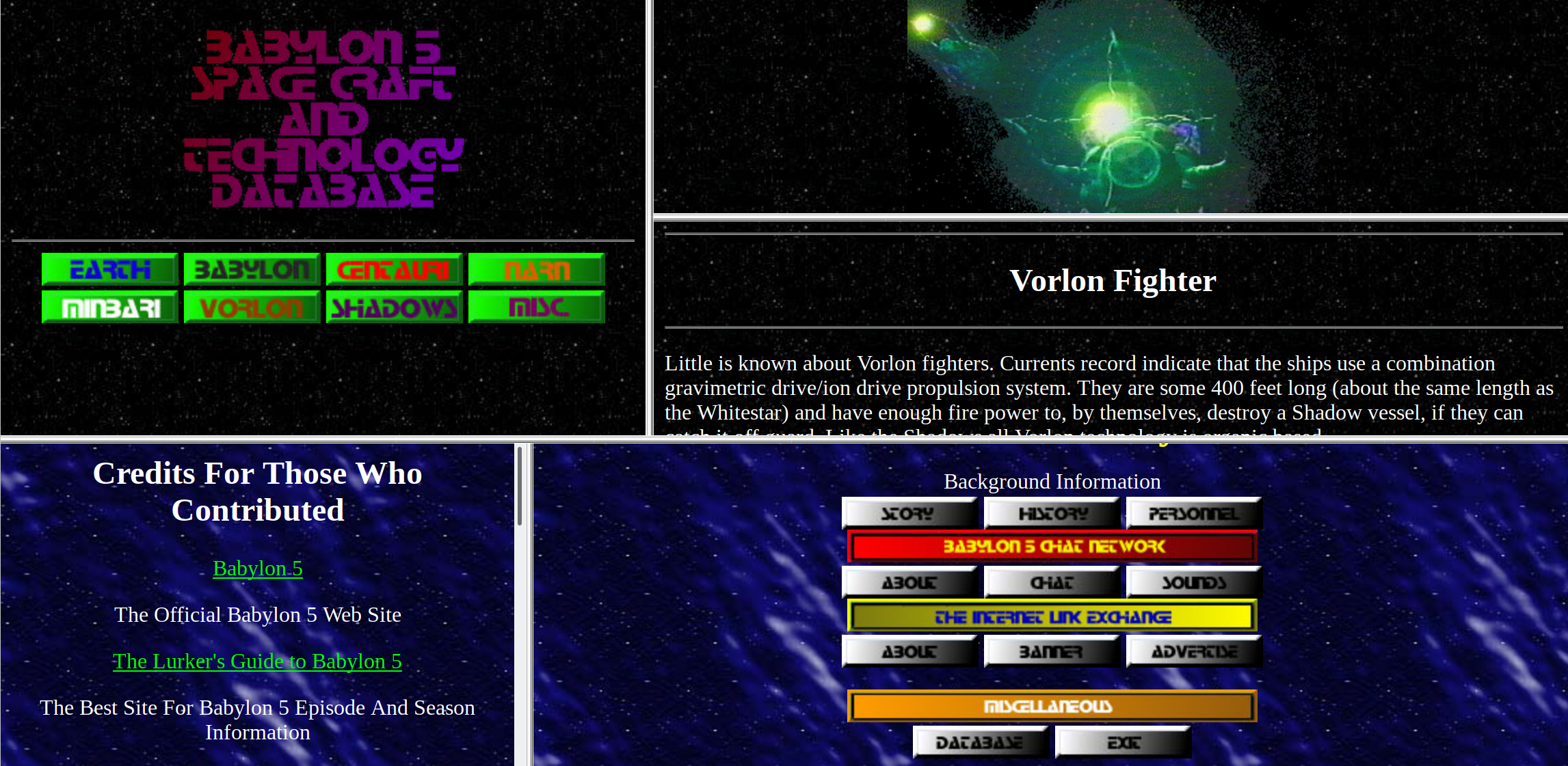 Screenshot of a Babylon 5 Fan Site